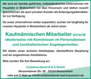 Stellenangebot Kaufmännischer Mitarbeiter Bretzenheim