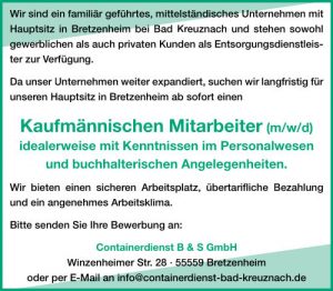 Stellenangebot Kaufmännischer Mitarbeiter Bretzenheim